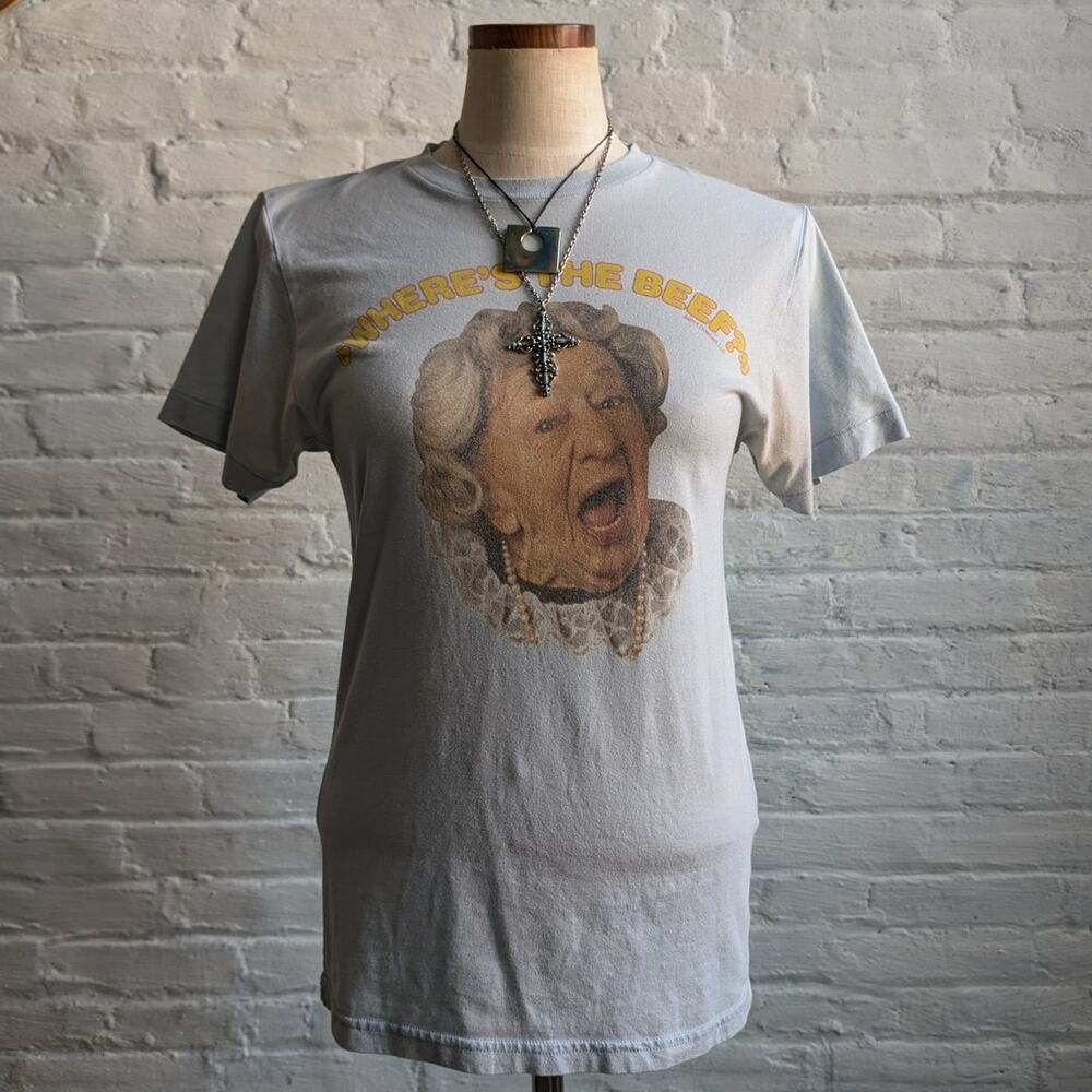 Retro Graphic Tee Vintage Vibe Oversize Funny Tshirt Y2K Pastel Blue Top Small - Picture 2 of 9